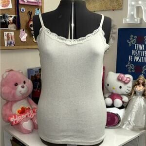 Faded Glory Lace Cami Cream Plus Size XXL Trashy Y2k Basics Trendy Soft Grunge